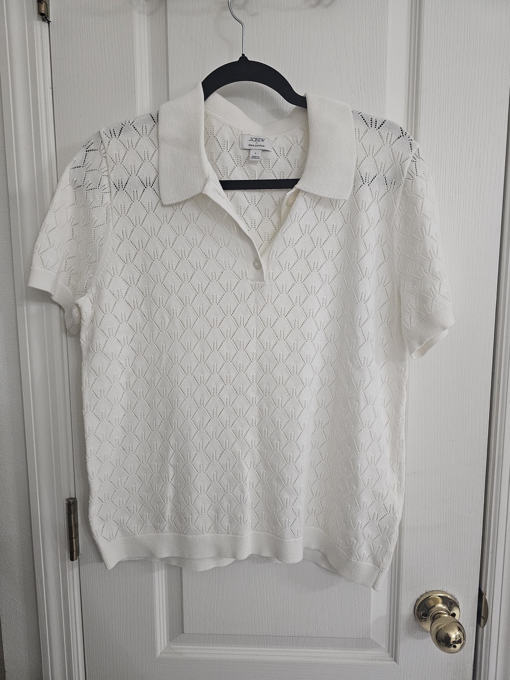 J. Crew Cream Open-Knit Polo Sweater